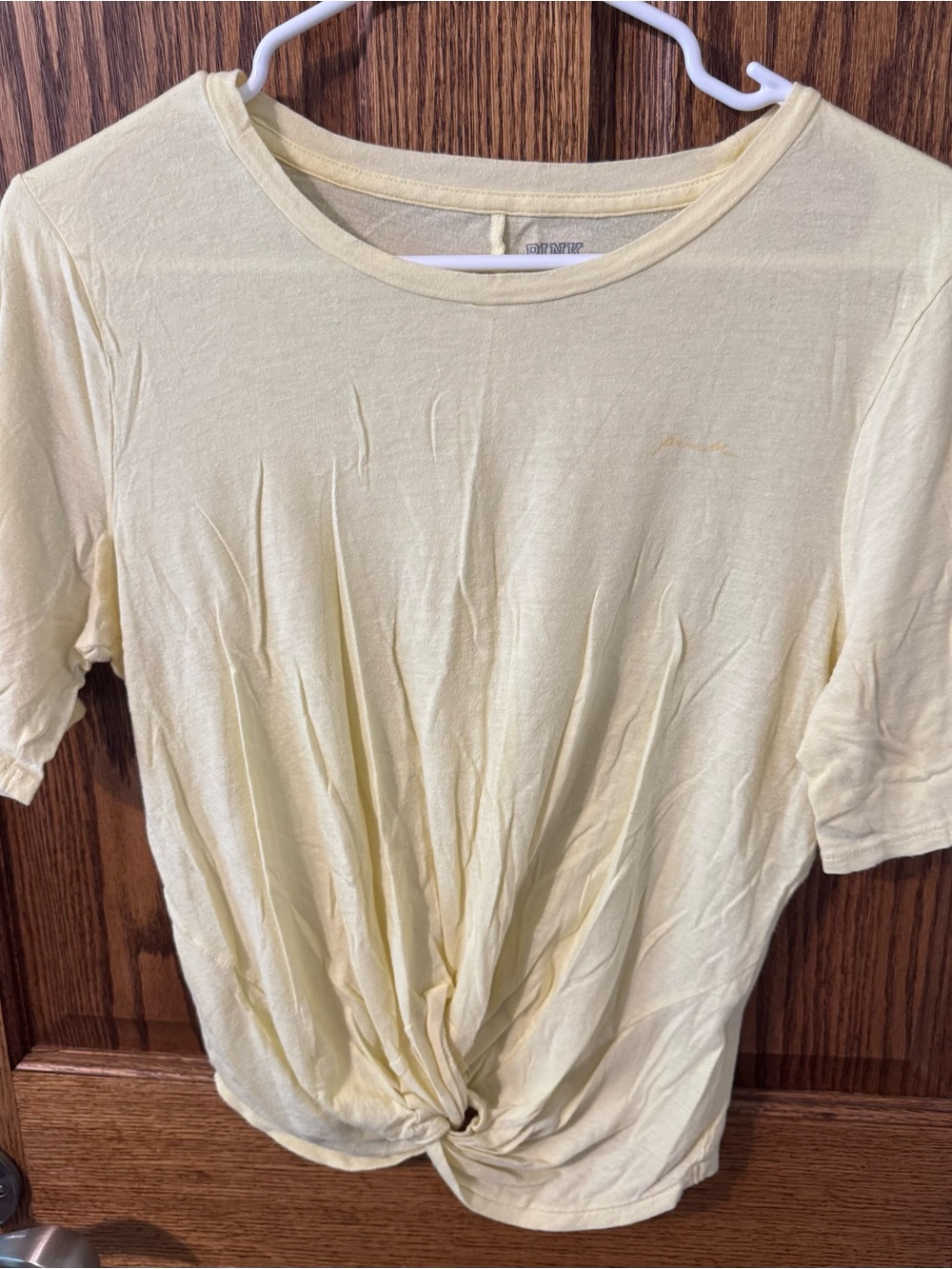 Light Yellow Twist-Front Women's Top
